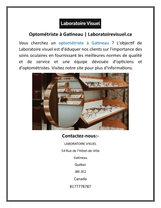 Optométriste à Gatineau Laboratoirevisuel.ca