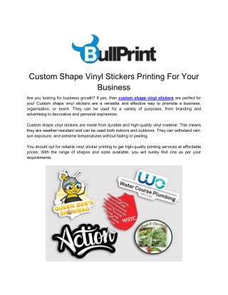 Custom Shape Vinyl Stickers Printing For Your Business
