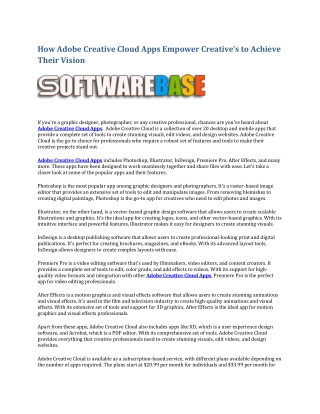 How Adobe Creative Cloud Apps Empower Creative’s to Achieve Their Vision