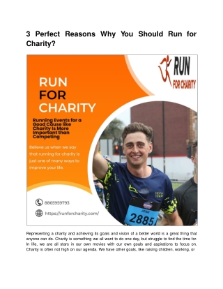 3 Perfect Reasons Why You Should Run for Charity