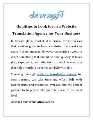 Qualities to Look for in a Website Translation Agency for Your Business