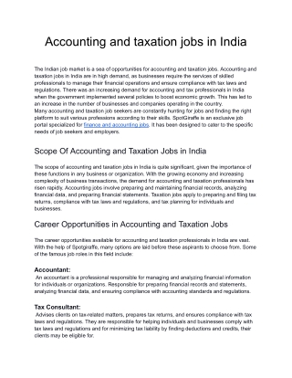 Accounting and taxation jobs in India