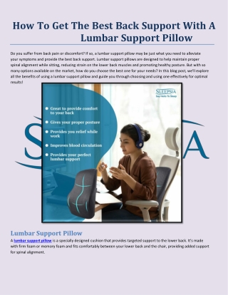 How To Get The Best Back Support With A Lumbar Support Pillow