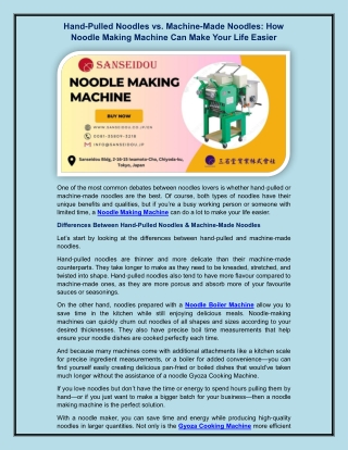 Noodle Making Machine