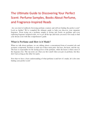 The Power of Perfume Samples: Exploring Fragrances Through Books
