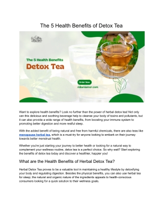 The 5 Health benefits of Detox Tea