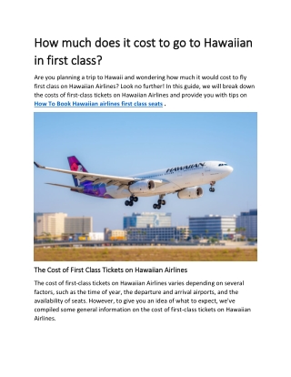 How much does it cost to go to Hawaiian in first class