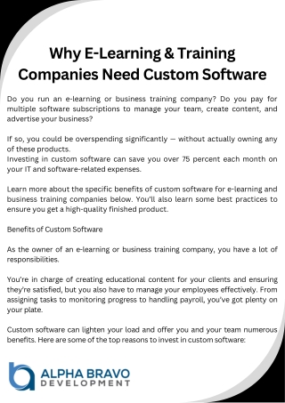 Why E-Learning & Training Companies Need Custom Software