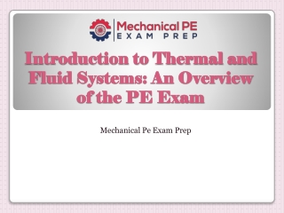 Introduction to Thermal and Fluid Systems An Overview of the PE Exam