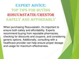 Expert Advice: Top Tips for Buying Rosuvastatin Safely and Affordably