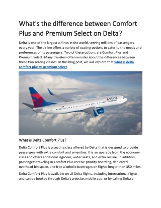 What is the difference between Comfort Plus and Premium Select on Delta