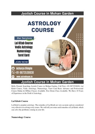 Jyotish Course in Mohan Garden  91-9873530830