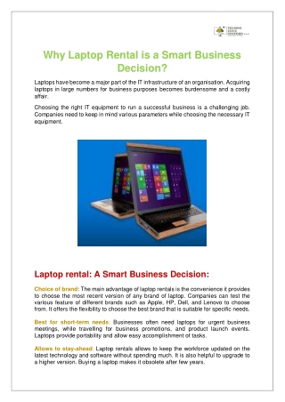 Why Laptop Rental is a Smart Business Decision