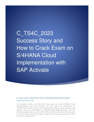 C_TS4C_2023 Success Story and How to Crack Exam on SAP S/4HANA