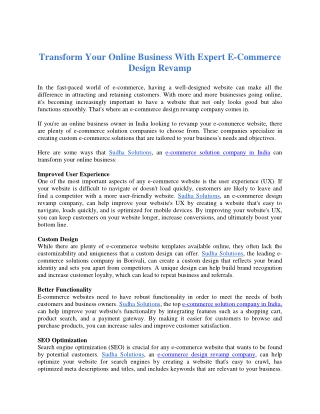 Transform Your Online Business With Expert E-Commerce Design Revamp