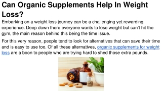 Can Organic Supplements Help In Weight Loss_