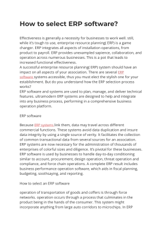 How to select ERP software