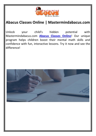 Abacus Classes Online | Mastermindabacus.com