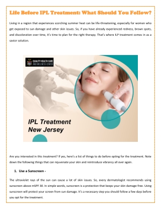 Life Before IPL Treatment What Should You Follow