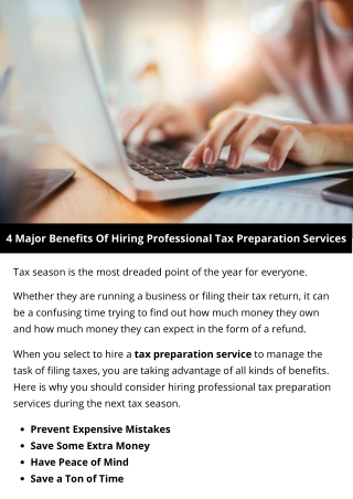 4 Major Benefits Of Hiring Professional Tax Preparation Services