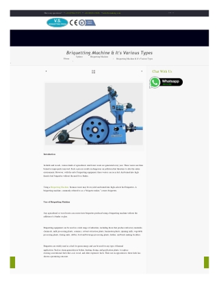 Briquetting Machine Its Various Types