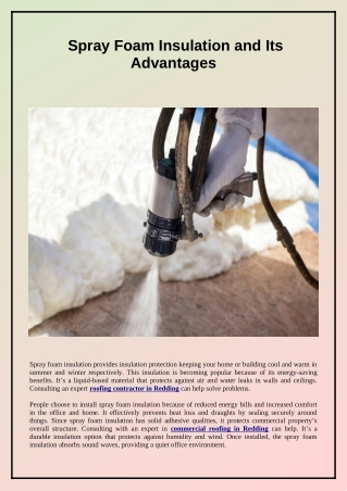 Spray Foam Insulation and Its Advantages