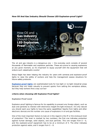 How Oil And Gas Industry Should Choose LED Explosion-proof Light_