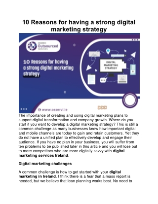 10 Reasons for having a strong digital marketing strategy