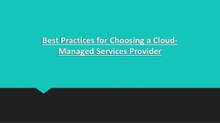 Best Practices for Choosing a Cloud-Managed Services Provider