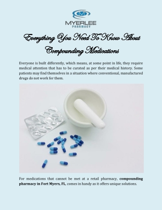 Best Compounding Pharmacy In Fort Myers FL | Myerlee Pharmacy