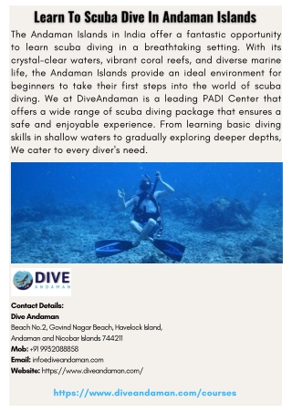 Learn To Scuba Dive In Andaman Islands