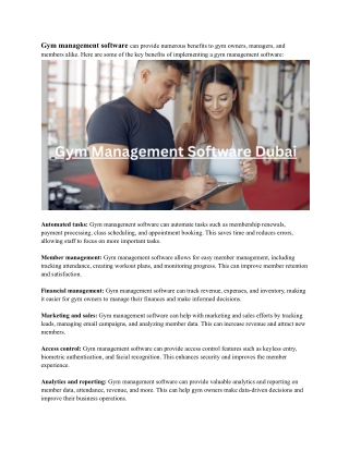 Gym Management Software Dubai