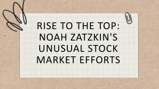 Rise to the Top: Noah Zatzkin's Unusual Stock Market Efforts