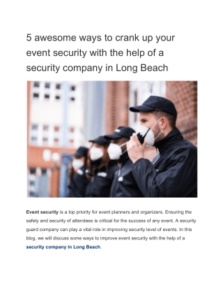 5 awesome ways to crank up your event security with the help of a security company in Long Beach