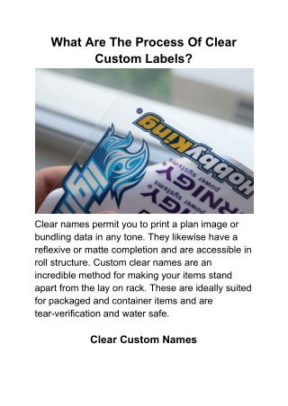 What Are The Process Of Clear Custom Labels