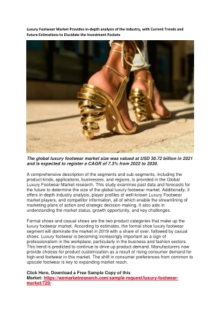Luxury Footwear Market Provides in-depth analysis of the Industry, with Current