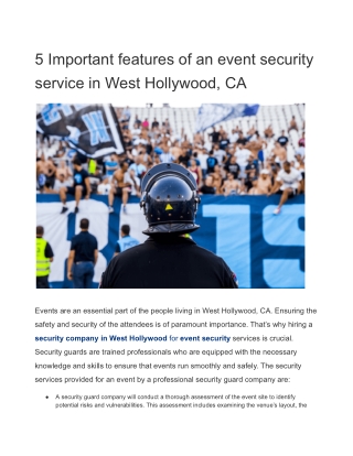 5 Important features of an event security service in West Hollywood, CA