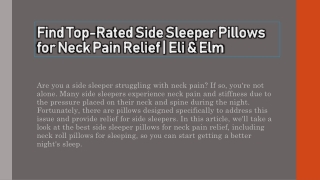 Find Top-Rated Side Sleeper Pillows for Neck Pain Relief | Eli & Elm