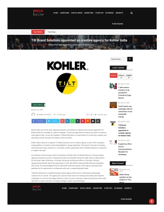 indiabiz-live-tilt-brand-solutions-appointed-as-creative-agency-for-kohler-india-