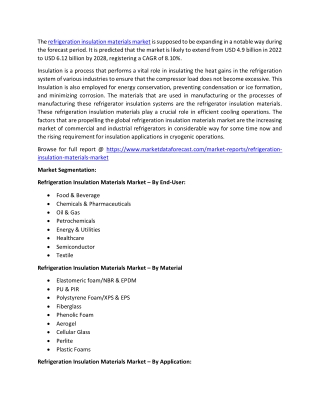 Refrigeration Insulation Materials Market