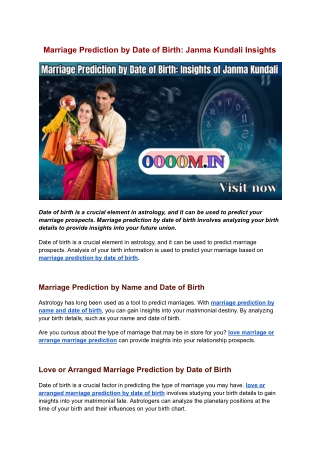 Marriage Prediction by Date of Birth_ Insights of Janma Kundali