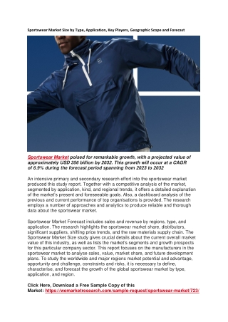 Sportswear Market Size by Type, Application, Key Players, Geographic Scope and F