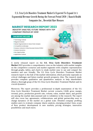 U.S. Urea Cycle Disorders Treatment Market Growth