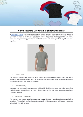 6 Eye-catching Grey Plain T-shirt Outfit Ideas