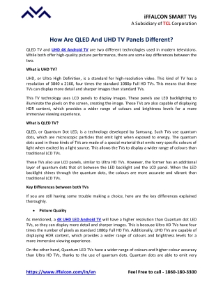 How Are QLED And UHD TV Panels Different?