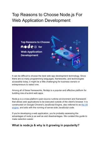 Top Reasons to Choose Nodejs For Web Application Development