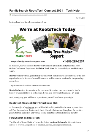 familytreemakersupport.com-FamilySearch RootsTech Connect 2021  Tech Help