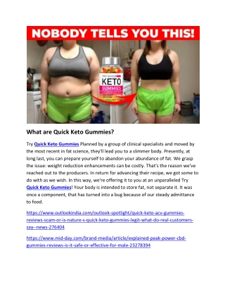 Quick Keto Gummies USA[Fraudulent Exposed 2023] Work Or Not?