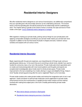 Residential Interior Designers