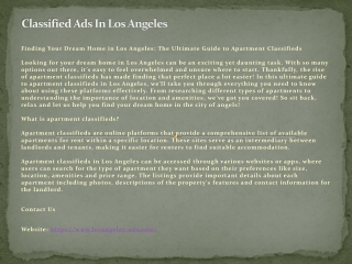 Classified Ads In Los Angeles